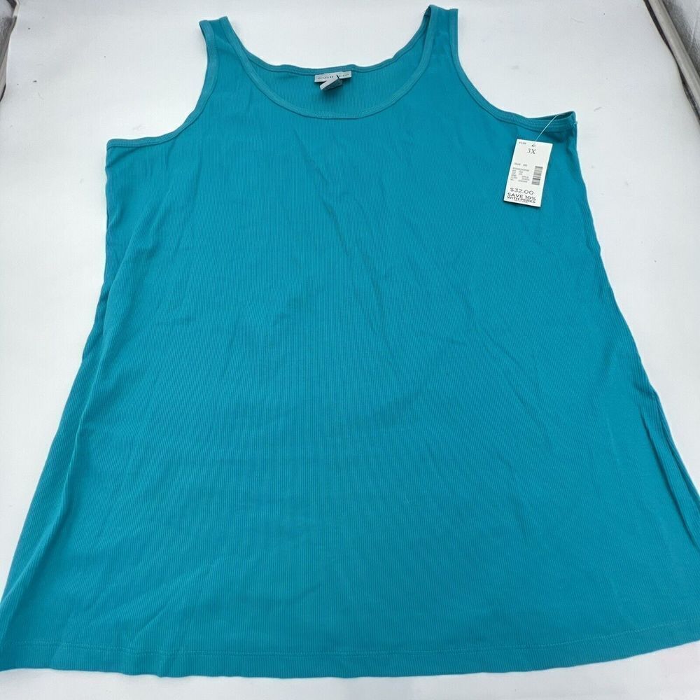 Catherine’s Blue Ribbed Tank Top Size 3X NWT
